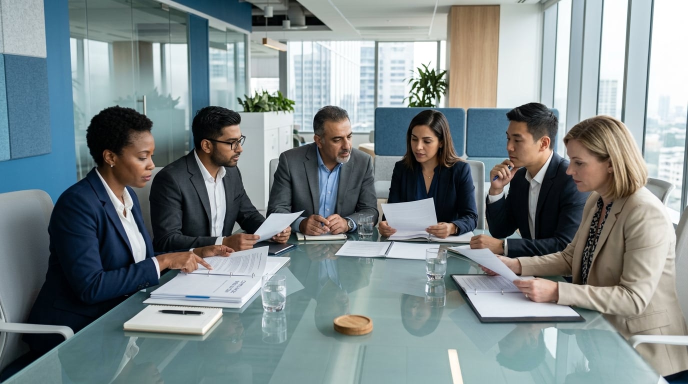 Reunião de compliance empresarial para adequação à legislação